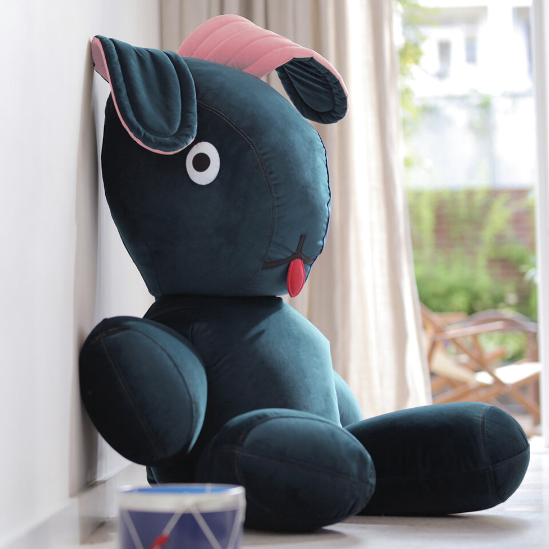 Peluche puff gigante Conejo co9 Velvet Recycled Petrol